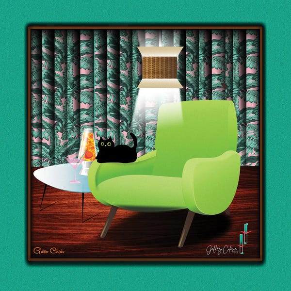 Black Cats: Green Chair by Jeffrey Coleson