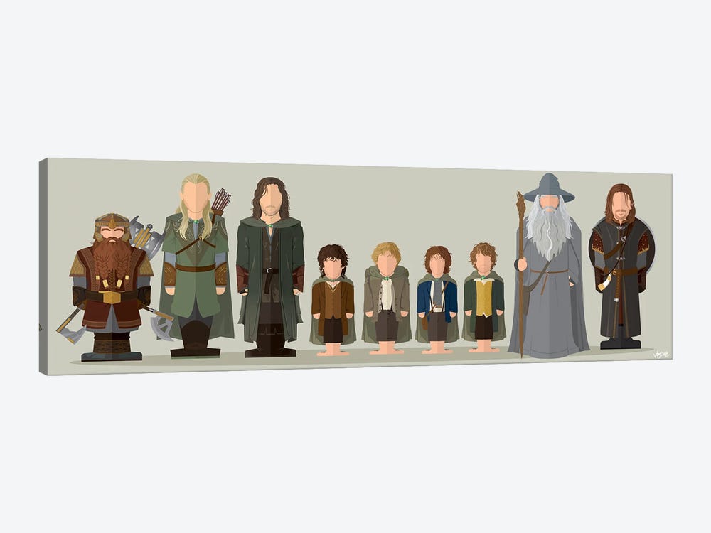 The Fellowship of the Ring - Minimalist Portrait by Joby Dove 1-piece Art Print