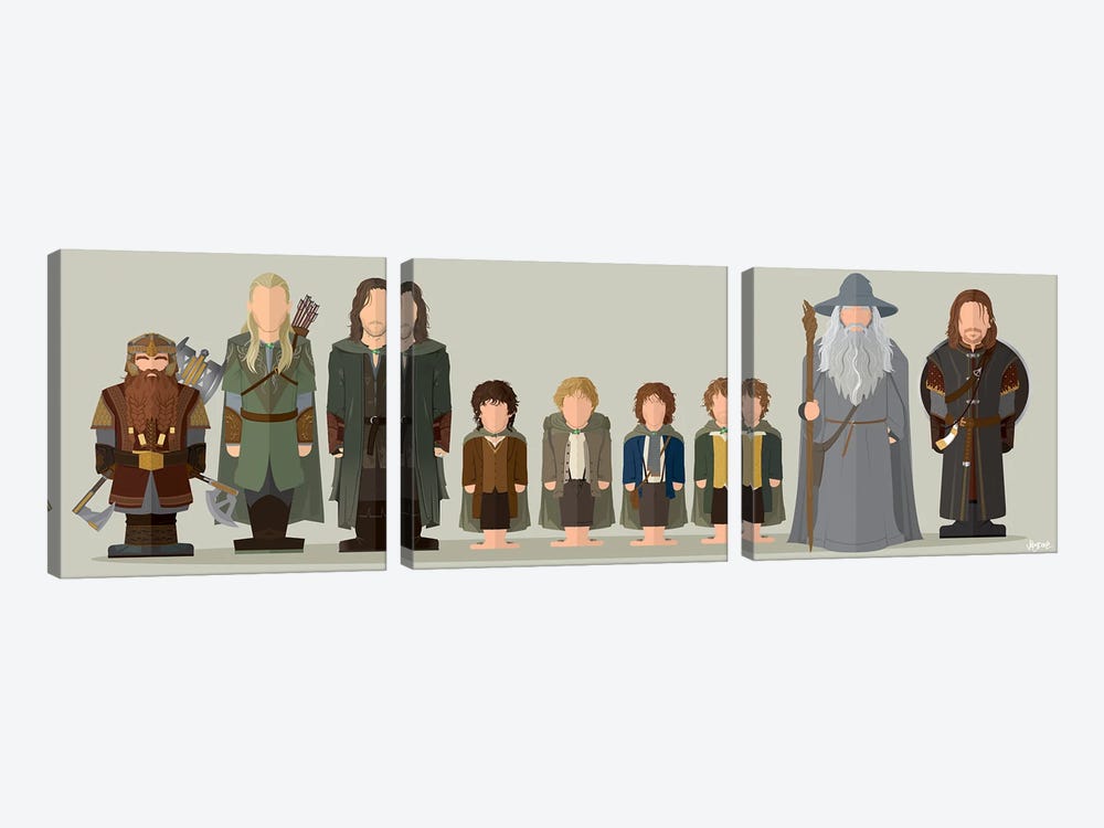 The Fellowship of the Ring - Minimalist Portrait by Joby Dove 3-piece Canvas Print