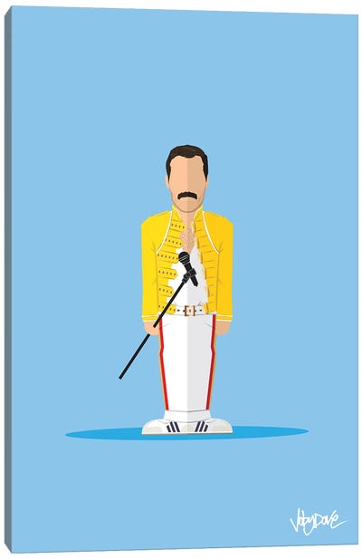 Freddie Mercury - Minimalist Portrait Canvas Art Print - Microphone Art