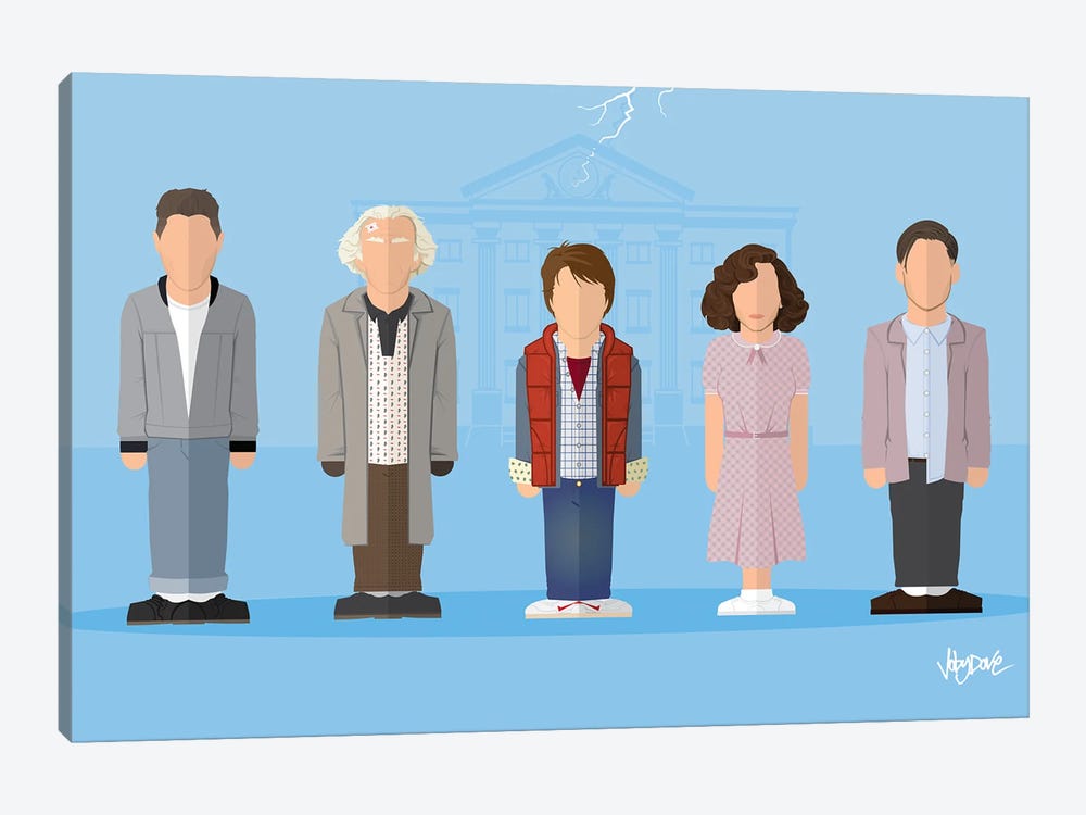 Back To The Future Cast - Minimalist Portrait by Joby Dove 1-piece Canvas Wall Art