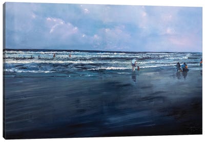 Surfside Canvas Art Print - Blue Abstract Art