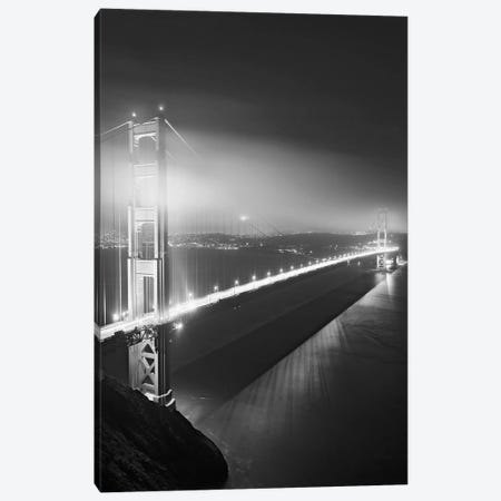 Usa, California, San Francisco. Black And White Of Golden Gate Bridge At Night. Canvas Print #JYG1009} by Jaynes Gallery Art Print
