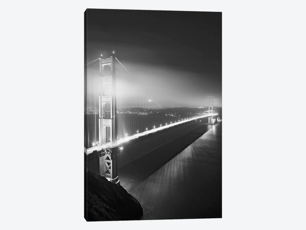Usa, California, San Francisco. Black And White Of Golden Gate Bridge At Night. by Jaynes Gallery 1-piece Canvas Wall Art