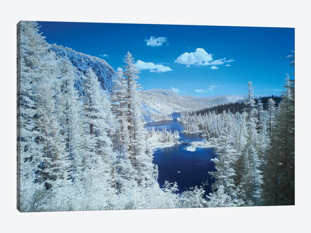 USA, California, Mammoth Lakes. Infrared overview of Twin Lakes. by Jaynes Gallery 1-piece Canvas Print