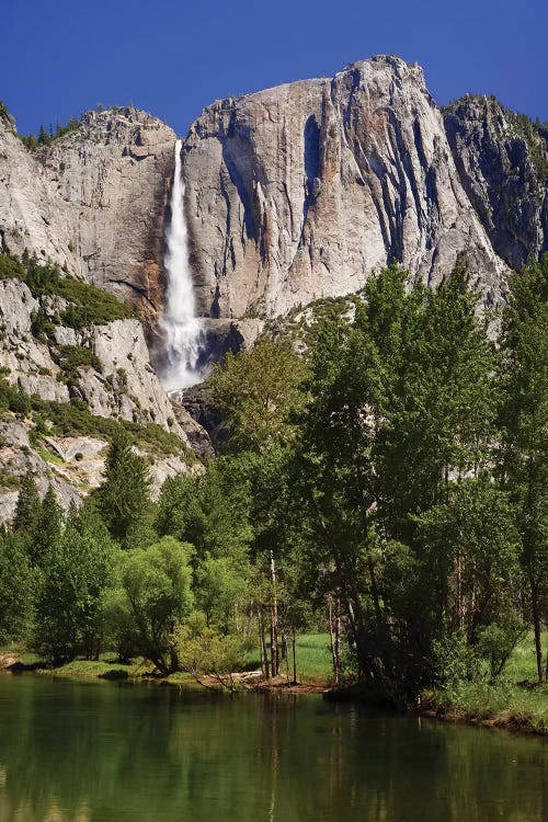 Usa, California, Yosemite National Park. Yosemite Falls And Merced River Landscape.