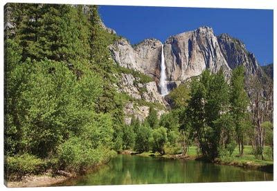 Usa, California, Yosemite National Park. Yosemite Falls And Merced River Landscape. Canvas Art Print - Yosemite National Park Art