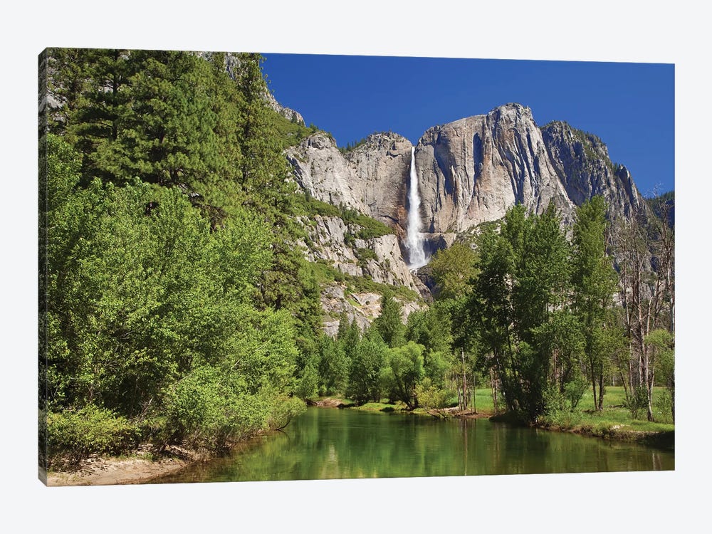 Usa, California, Yosemite National Park. Yosemite Falls And Merced River Landscape. by Jaynes Gallery 1-piece Canvas Artwork