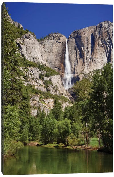 Usa, California, Yosemite National Park. Yosemite Falls And Merced River Landscape. Canvas Art Print - Jaynes Gallery