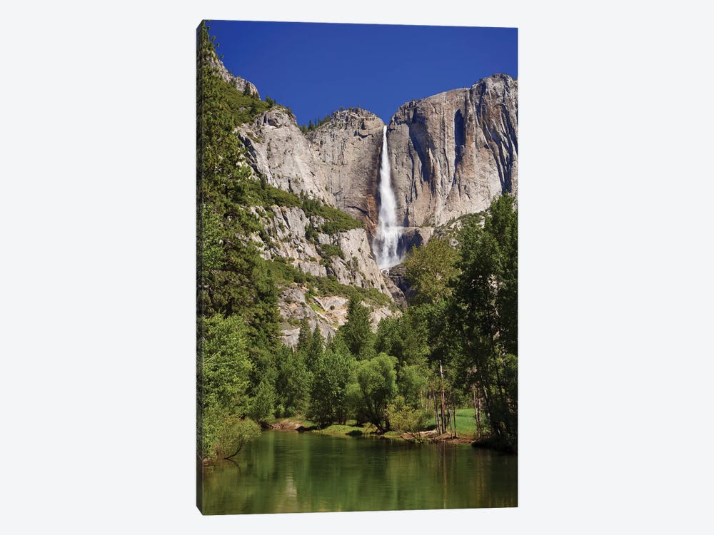 Usa, California, Yosemite National Park. Yosemite Falls And Merced River Landscape. by Jaynes Gallery 1-piece Canvas Print