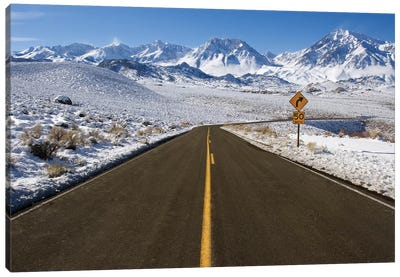 Usa, California. Road Into Sierra Nevada Mountains In Winter. Canvas Art Print - Sierra Nevada Art