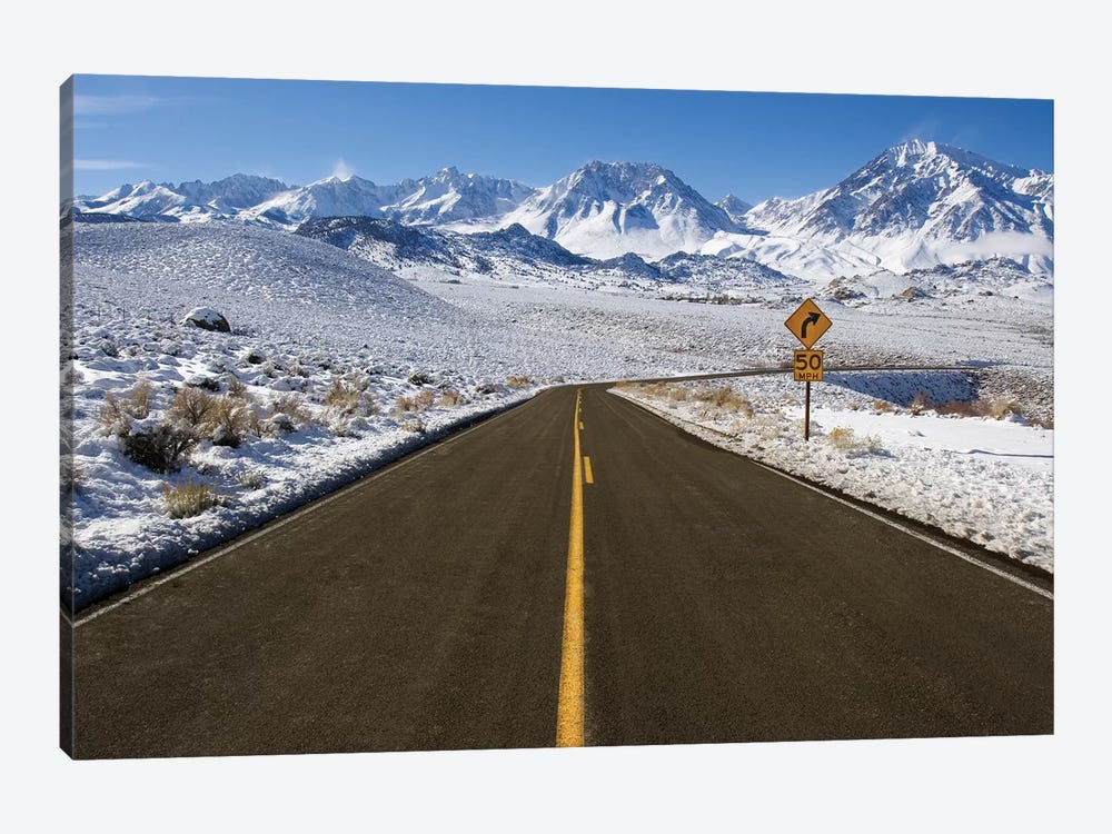 Usa, California. Road Into Sierra Nevada Mountains In Winter. by Jaynes Gallery 1-piece Art Print