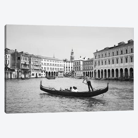 Europe, Italy, Venice. Black and white of gondolas plying Grand Canal. Canvas Print #JYG1058} by Jaynes Gallery Canvas Wall Art