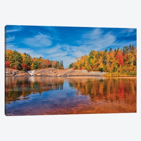 Canada, Ontario, Chutes Provincial Park. Reflections On Aux Sables River In Autumn. Canvas Print #JYG1073} by Jaynes Gallery Canvas Artwork