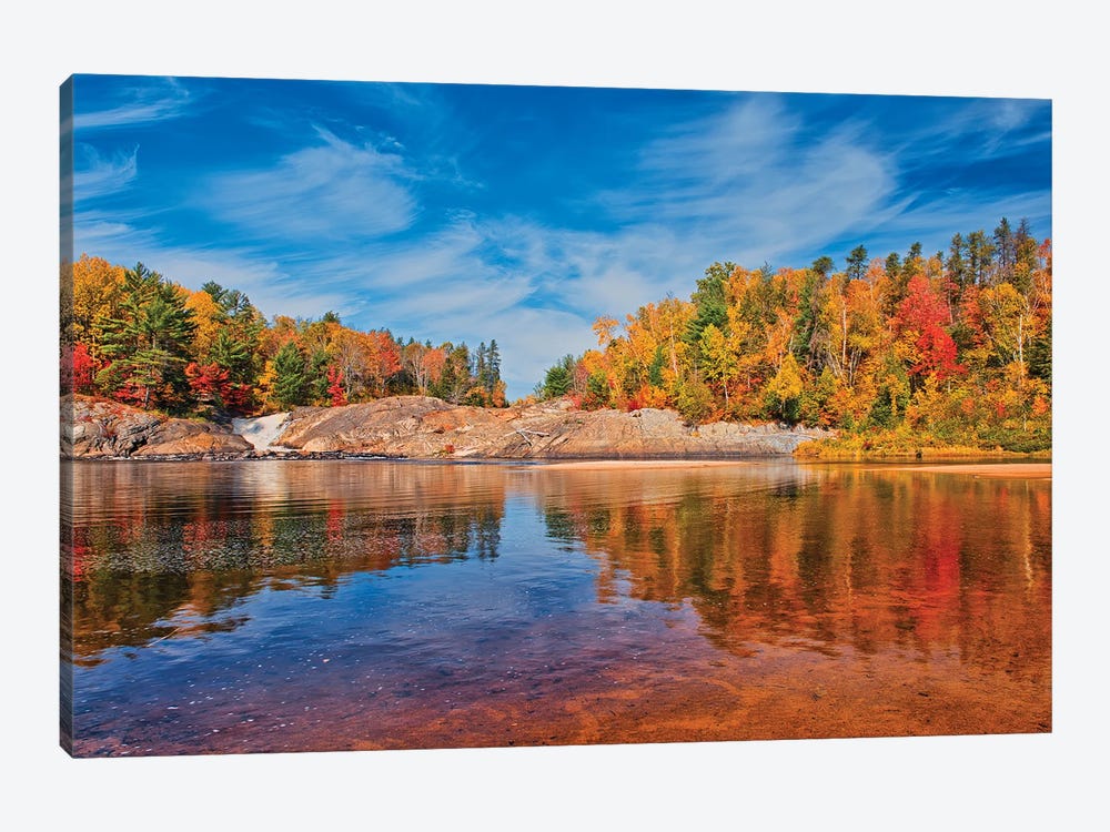 Canada, Ontario, Chutes Provincial Park. Reflections On Aux Sables River In Autumn. by Jaynes Gallery 1-piece Canvas Print