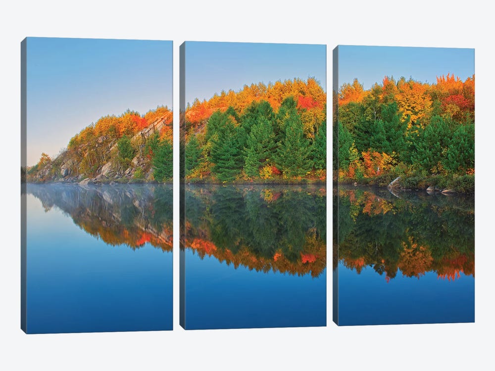 Canada, Ontario, Sudbury. Lake Laurentian Conservation Area In Autumn. by Jaynes Gallery 3-piece Canvas Art Print