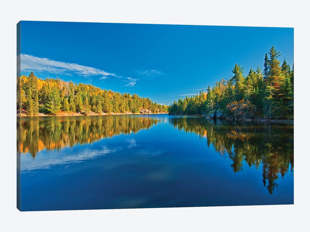 Canada, Ontario. Forest Reflections On Blindfold Lake In Autumn. by Jaynes Gallery 1-piece Canvas Art