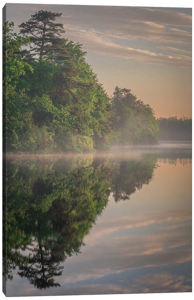 USA, New Jersey, Pinelands National Reserve. Sunrise Reflections In Lake. Canvas Art Print - New Jersey Art