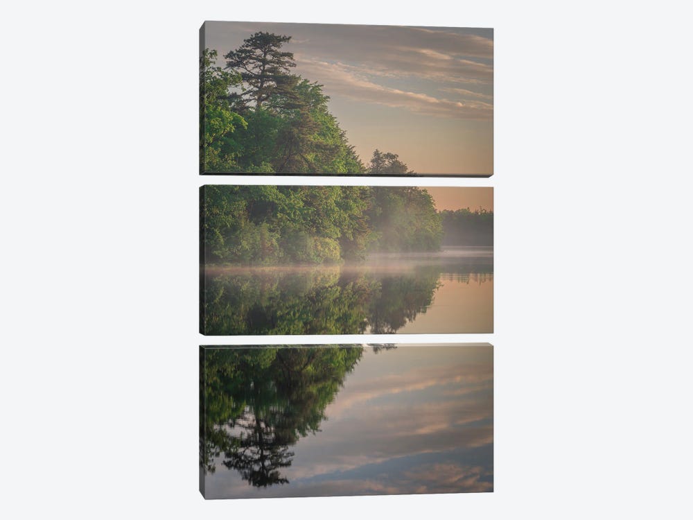 USA, New Jersey, Pinelands National Reserve. Sunrise Reflections In Lake. by Jaynes Gallery 3-piece Canvas Wall Art