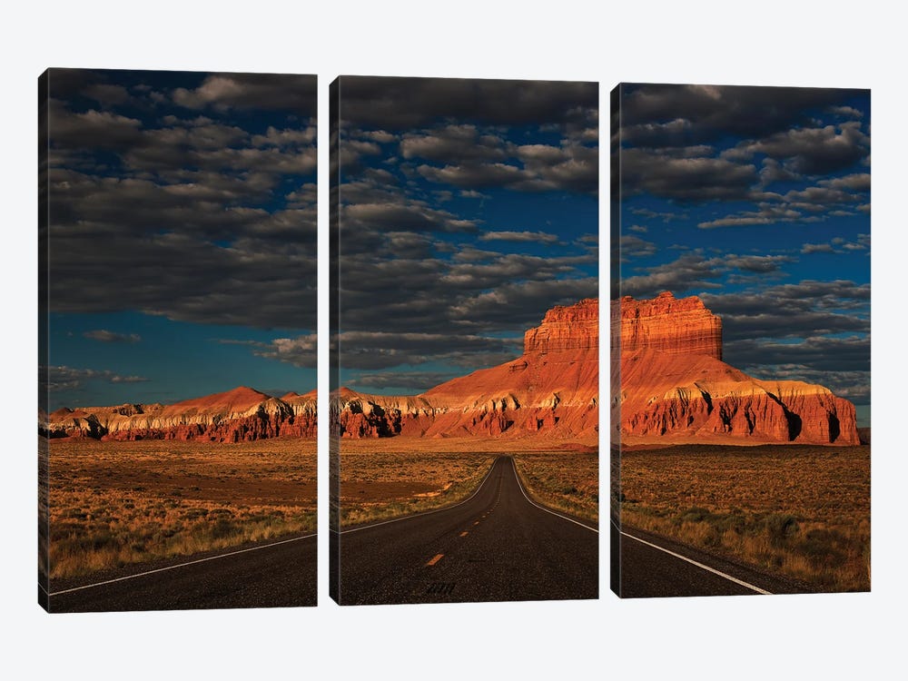 USA, Utah. Sunrise On Highway Into Wild Horse Butte. by Jaynes Gallery 3-piece Canvas Wall Art