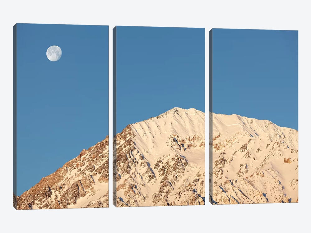 USA, California, Sierra Nevada Mountains. Moonset behind Mt. Tom. by Jaynes Gallery 3-piece Canvas Artwork
