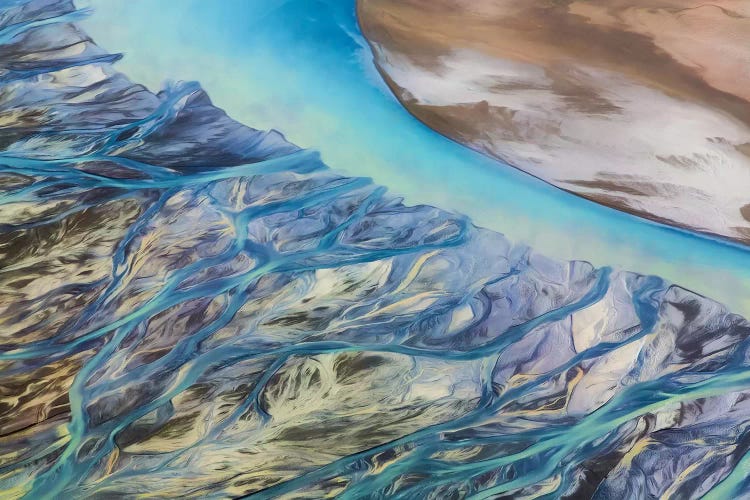 Canada, Yukon, Kluane National Park. Abstract of mountains and Slims River. by Jaynes Gallery wall art