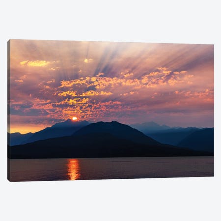 USA, Washington State, Seabeck. Smoky Sunset Over Hood Canal And Olympic Mountains. Canvas Print #JYG1101} by Jaynes Gallery Canvas Artwork