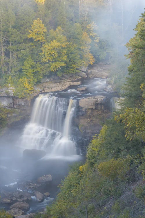 USA, West Virginia, Davis. Overview Of Waterfall In Blackwater State Park.