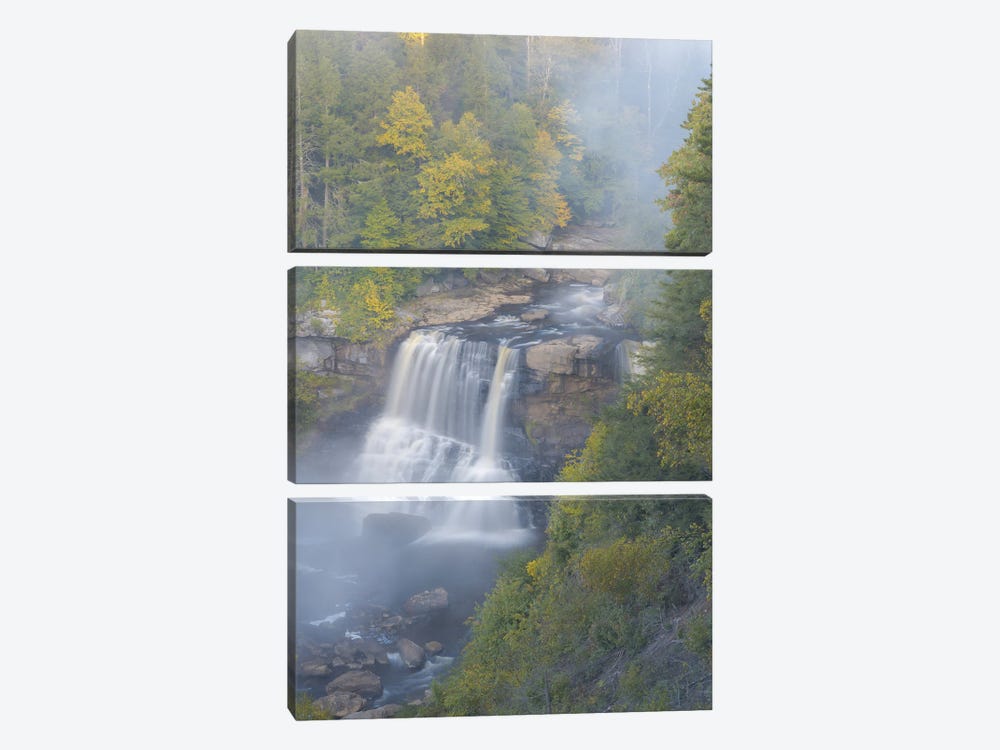 USA, West Virginia, Davis. Overview Of Waterfall In Blackwater State Park. by Jaynes Gallery 3-piece Canvas Print