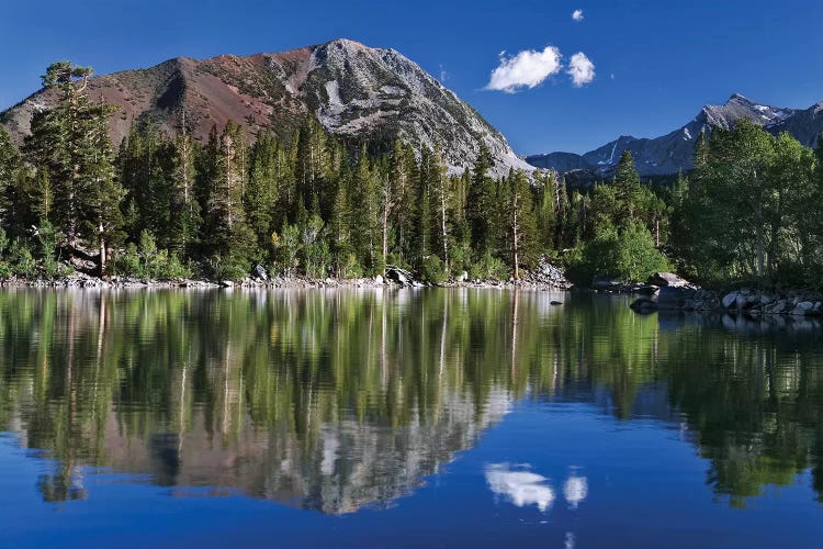 USA, California, Sierra Nevada Mountains. Sherwin Lake reflects mountains.