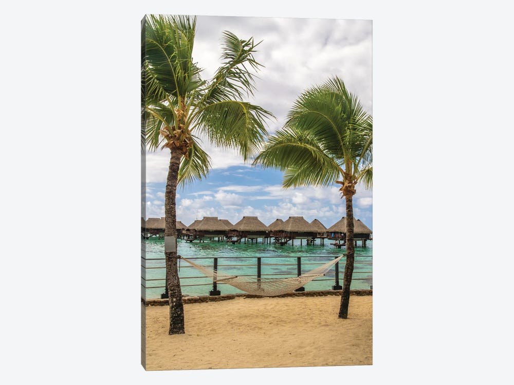 French Polynesia, Moorea Overwater Bungalows And Hammock by Jaynes Gallery 1-piece Canvas Art