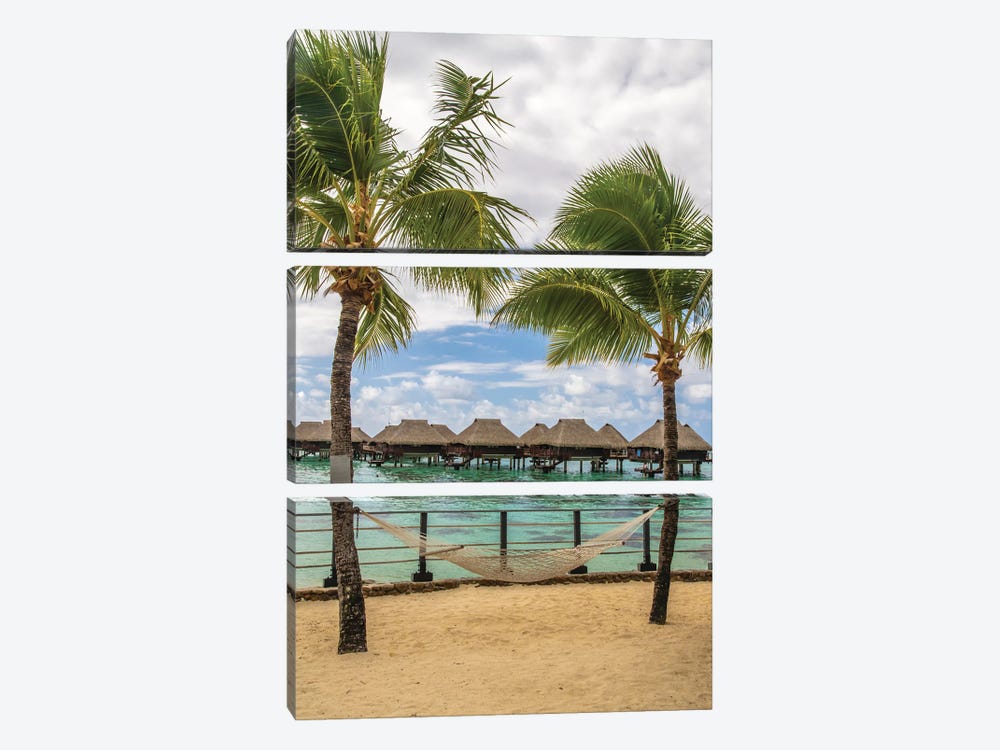 French Polynesia, Moorea Overwater Bungalows And Hammock by Jaynes Gallery 3-piece Canvas Art