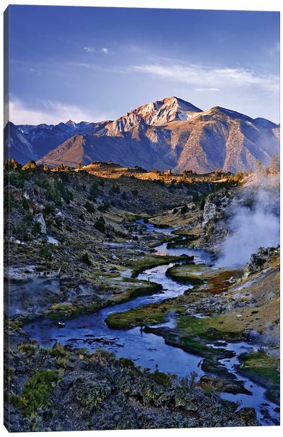 USA, California, Sierra Nevada Mountains. Sunrise on geothermal area of Hot Creek. Canvas Art Print - Sierra Nevada Art