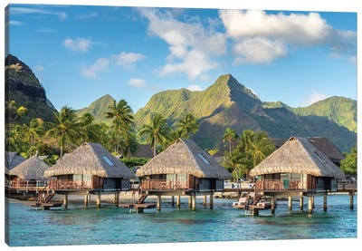 French Polynesia, Moorea Overwater Bungalows Canvas Art Print - Jaynes Gallery