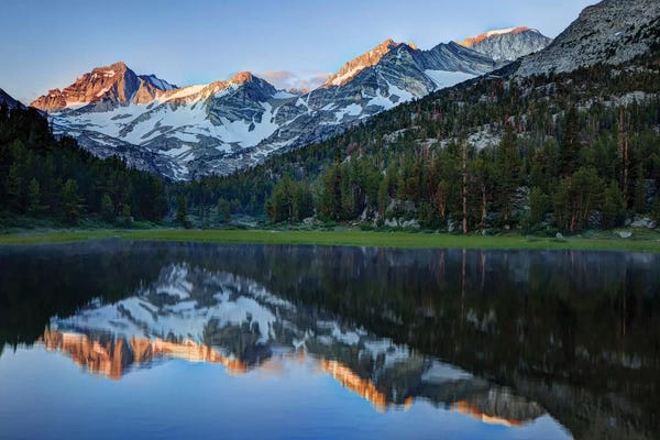 Reflections in Heart Lake. USA, California, Sierra Nevada Range.
