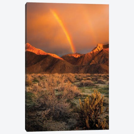USA, California, Anza-Borrego Desert State Park. Rainbow Over Desert Mountains At Sunrise Canvas Print #JYG1141} by Jaynes Gallery Canvas Wall Art