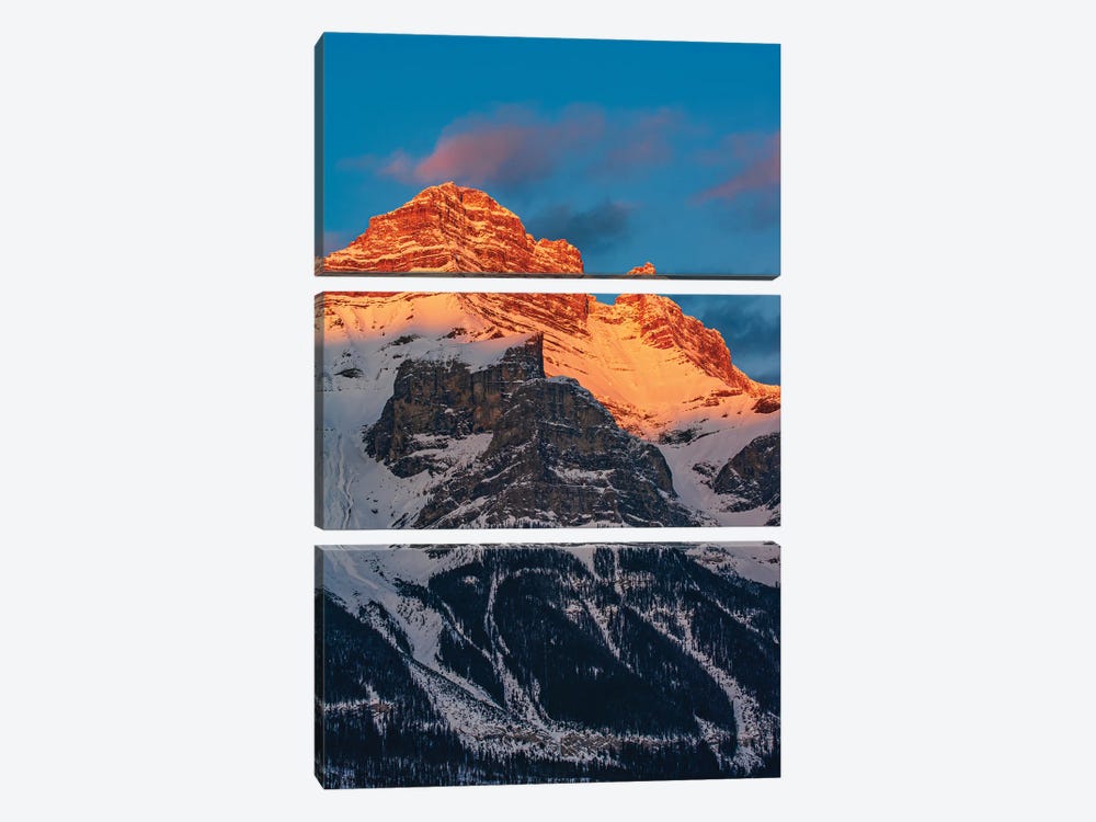 Canada, Alberta, Banff National Park. Mt. Rundle At Sunset. by Jaynes Gallery 3-piece Art Print