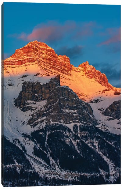 Canada, Alberta, Banff National Park. Mt. Rundle At Sunset. Canvas Art Print - Jaynes Gallery