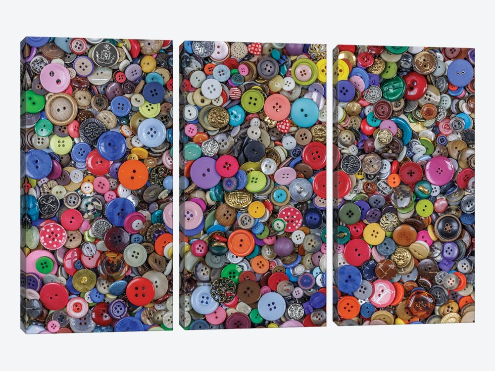 Close-Up Of Variety Of Colorful Buttons. by Jaynes Gallery 3-piece Canvas Art Print