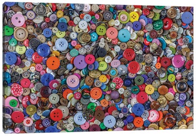Close-Up Of Variety Of Colorful Buttons. Canvas Art Print - Jaynes Gallery