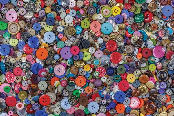 Jaynes Gallery: Close-Up Of Variety Of Colorful Buttons. by Jaynes Gallery