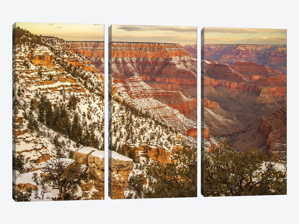 USA, Arizona, Grand Canyon National Park. Winter Canyon Overview From Grandview Point. by Jaynes Gallery 3-piece Canvas Wall Art