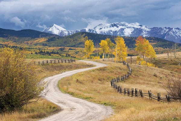 Colorado: USA, Colorado, Uncompahgre National Forest. Landscape With County Road And San Juan Mountains. by Jaynes Gallery