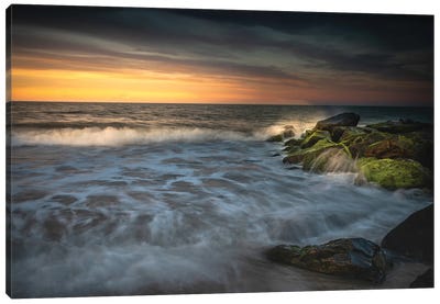 USA, New Jersey, Cape May National Seashore. Sunrise On Ocean Shore I Canvas Art Print - Jaynes Gallery