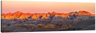USA, South Dakota, Badlands National Park. Panoramic Of Sunrise On Arid Park Formations. Canvas Art Print - Jaynes Gallery