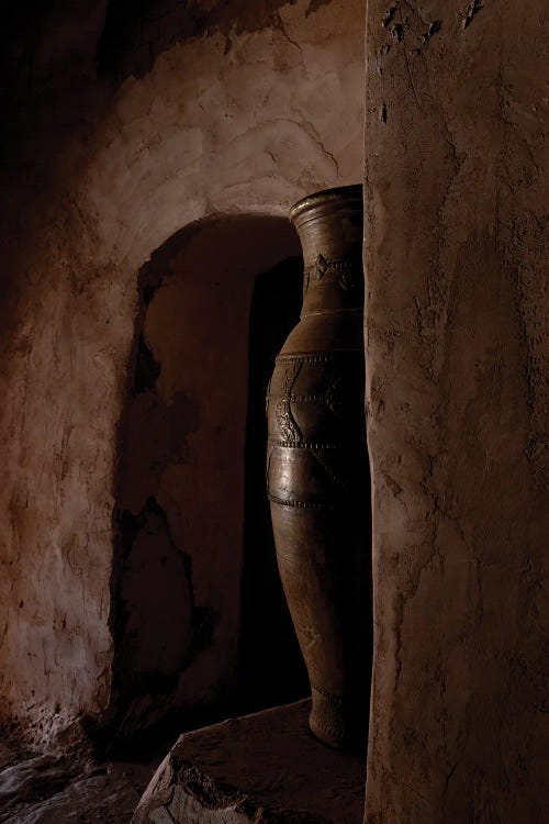 Africa, Morocco, Telouet. Large Jug Inside Kasbah.