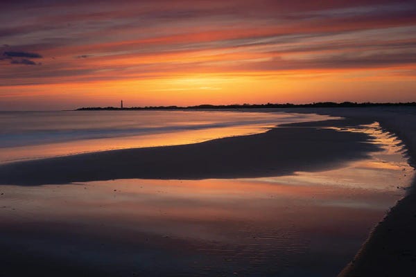 USA, New Jersey, Cape May National Seashore. Sunset On Ocean And Beach