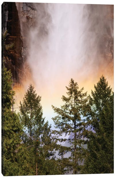 USA, California, Yosemite National Park. Rainbow at base of Yosemite Falls. Canvas Art Print - Jaynes Gallery
