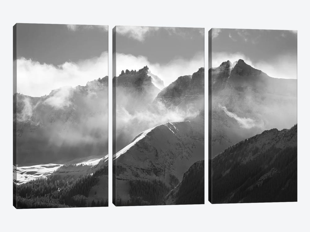 USA, Colorado, San Juan Mountains. Black and white of winter mountain landscape. by Jaynes Gallery 3-piece Canvas Print