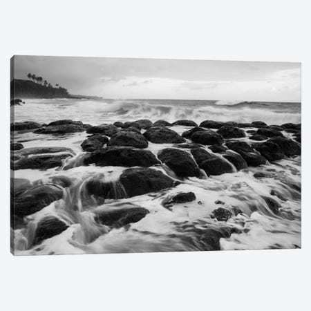 USA, Hawaii, Kauai. Black and white of rocky shoreline. Canvas Print #JYG133} by Jaynes Gallery Art Print